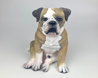 Pet Portrait Custom, Pet Memorial, English Bulldog Statue, English Bulldog Art, Dog Portrait, Gifts for Dog Lovers, Clay Sculpture,