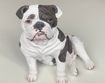 Pet Portrait Custom, Pet Memorial, English Bulldog Statue, Dog Urn, English Bulldog Urn, Dog Portrait, Gifts for Dog Lovers, Clay Sculpture,