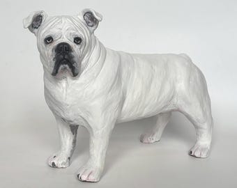 Urna conmemorativa personalizada para bulldog inglés: retrato de escultura de arcilla