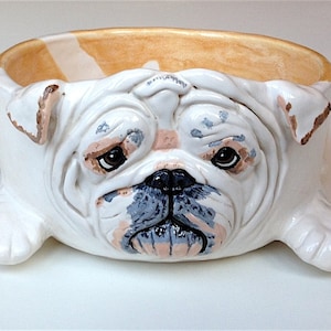 English Bulldog Ceramic Dog Bowl, Personalized Dog Bowl, Personalised Dog Bowl, Gifts for Dog Lovers, Pet Gift, Custom Dog Bowl, Large