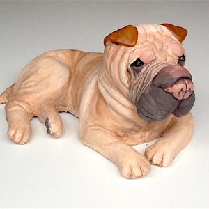 Pet Memorial, Shar pei Statue, Dog Memorial, Clay Sculpture, Pet loss Gifts, Pet Sculpture, Dog Sculpture, Pet Portrait Custom, Shar pei image 1