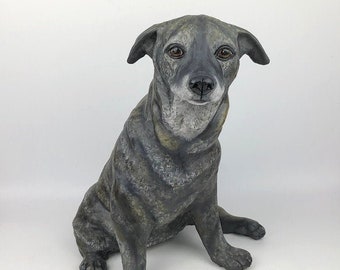 Pet Memorial, Clay Sculpture, Pet Portrait, Dog Sculpture, Dog Memorial, Custom Dog Sculpture, Custom Pet Portrait, Pet Sculpture with Toy