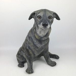 Pet Memorial, Clay Sculpture, Pet Portrait, Dog Sculpture, Dog Memorial, Custom Dog Sculpture, Custom Pet Portrait, Pet Sculpture with Toy