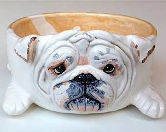 English Bulldog Ceramic Dog Bowl, Personalized Dog Bowl, Personalised Dog Bowl, Gifts for Dog Lovers, Pet Gift, Custom Dog Bowl, Large