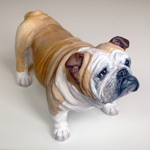 English Bulldog, Clay Sculpture, Bulldog Statue, Pet Memorial, English Bulldog Gift, Pet Loss Gifts Dog, Pet Portrait, Dog Portrait, Bulldog