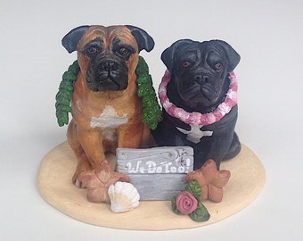 Dog Wedding Cake Topper - Custom Dog Cake Topper - Two Dog Cake Topper - Wedding Topper Dog - Pit Bull Cake Topper - ANY BREED Cake Topper