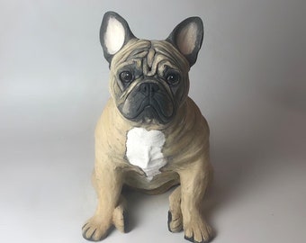 Pet Memorial Urn, Custom Dog Urn, French Bulldog Statue, Pet Urn, Clay Sculpture,  Dog Memorial, Pet Loss Gift, Pet Portrait Custom, Dog Urn