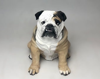 English Bulldog, Pet Memorial, Pet Portrait, Dog Portrait, Dog Art, Gifts for Dog Lovers, Clay Sculpture, Dog Memorial, Dog Sculpture,