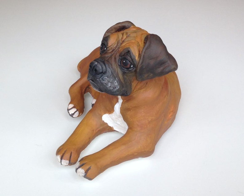 Boxer Dog Statue Clay Sculpture Boxer Dog Art Pet Memorial Etsy