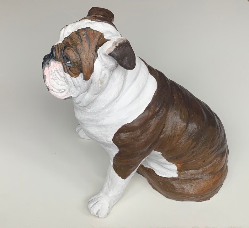 Pet Portrait Custom, Pet Memorial, Dog Urn, English Bulldog Statue, English Bulldog Art, Dog Portrait, Gifts for Dog Lovers, Clay Sculpture, image 8