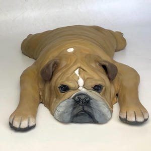 English Bulldog, Pet Memorial, Urn, Clay Sculpture, Bulldog Statue, Pet Portrait, Dog Memorial, Custom Dog Sculpture, English Bulldog Statue