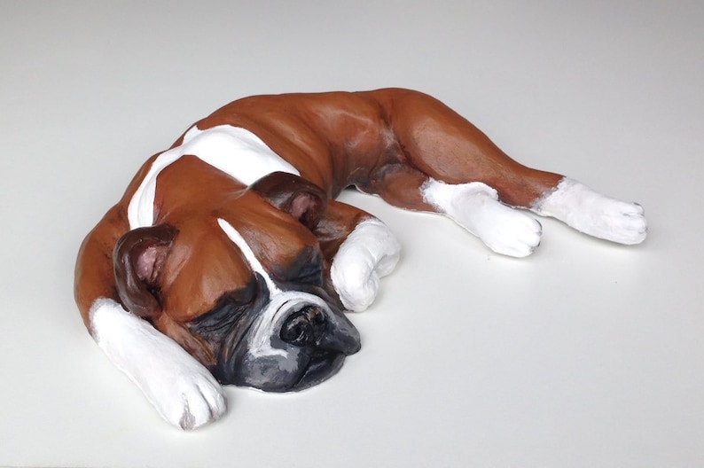 Boxer Dog Statue Clay Sculpture Boxer Dog Art Pet Memorial Etsy