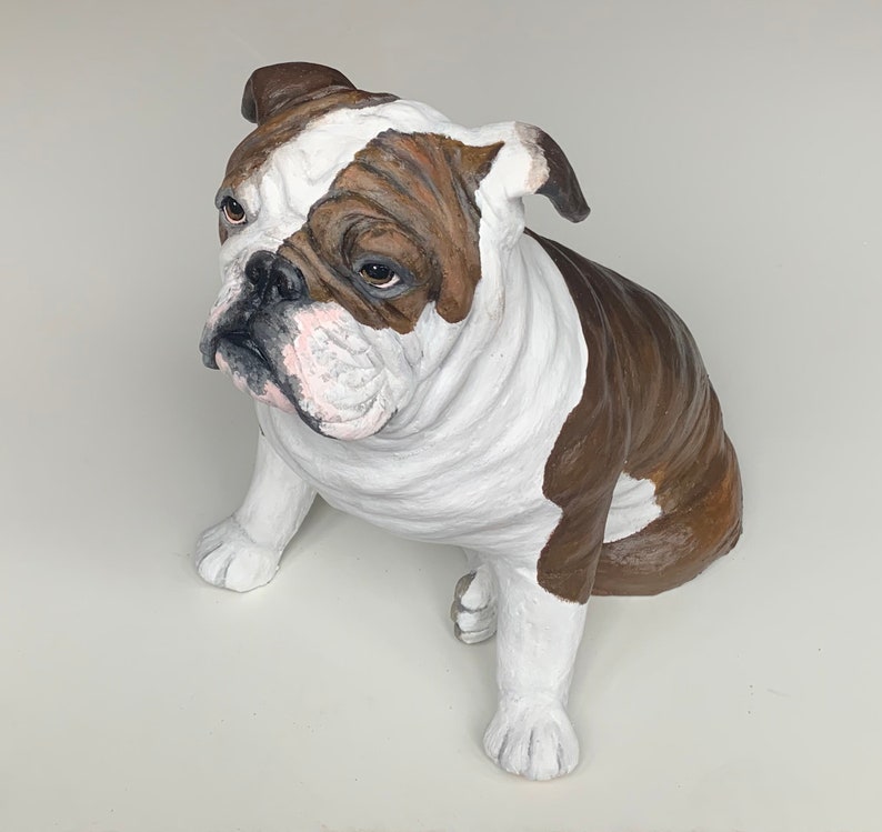 Pet Portrait Custom, Pet Memorial, Dog Urn, English Bulldog Statue, English Bulldog Art, Dog Portrait, Gifts for Dog Lovers, Clay Sculpture, image 6