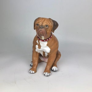 Dogue de Bordeaux Urn, French Mastiff, Pet Memorial, Pet Portrait, Dog Portrait, Dog Art, Gifts for Dog Lovers, Clay Sculpture, Dog Memorial image 2