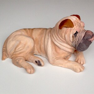 Pet Memorial, Shar pei Statue, Dog Memorial, Clay Sculpture, Pet loss Gifts, Pet Sculpture, Dog Sculpture, Pet Portrait Custom, Shar pei image 4