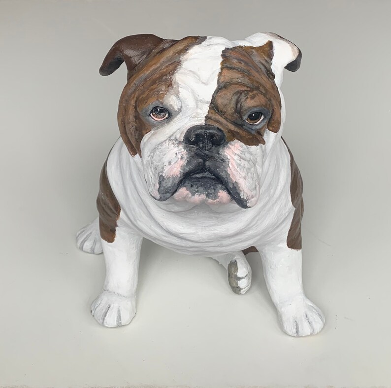 Pet Portrait Custom, Pet Memorial, Dog Urn, English Bulldog Statue, English Bulldog Art, Dog Portrait, Gifts for Dog Lovers, Clay Sculpture, image 2