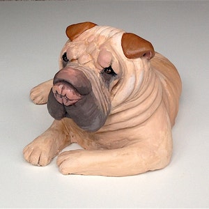 Pet Memorial, Shar pei Statue, Dog Memorial, Clay Sculpture, Pet loss Gifts, Pet Sculpture, Dog Sculpture, Pet Portrait Custom, Shar pei image 3