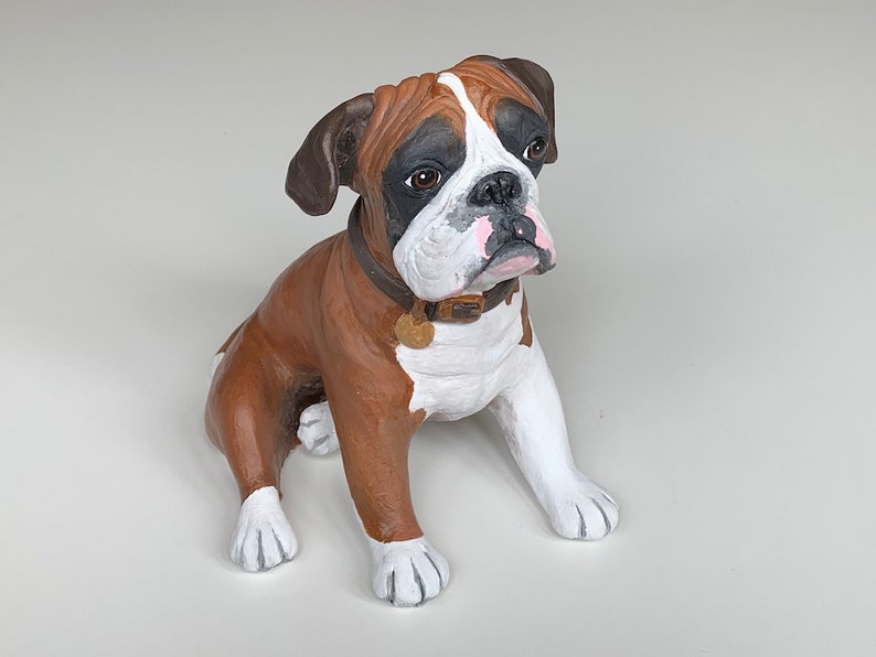 Boxer Dog Statue Clay Sculpture Boxer Dog Art Pet Memorial - Etsy