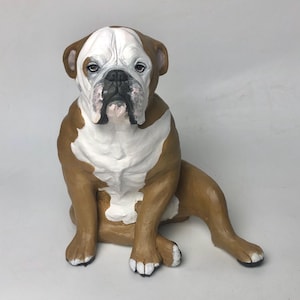 English Bulldog, Pet Memorial, Urn, Clay Sculpture, Bulldog Statue, Pet Portrait, Dog Memorial, Custom Dog Sculpture, English Bulldog Statue