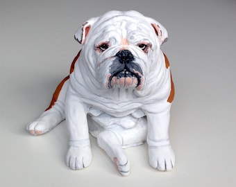 Pet Portrait Custom, Pet Memorial, English Bulldog Statue, English Bulldog Art, Dog Portrait, Gifts for Dog Lovers, Clay Sculpture,