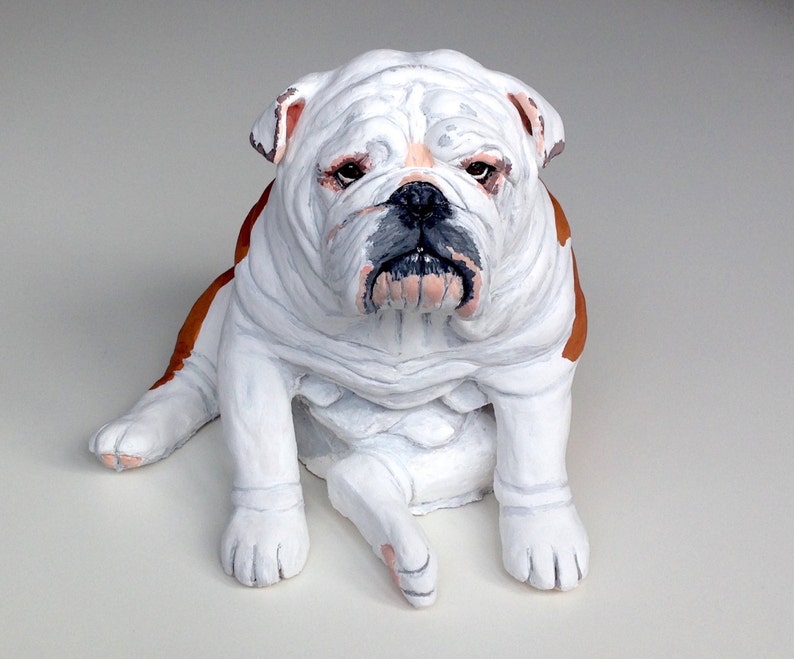 English Bulldog Pet Memorial Urn Clay Sculpture Bulldog Etsy