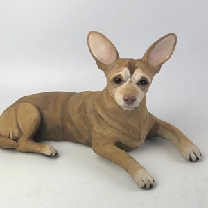 Pet Memorial, Clay Sculpture, Pet Portrait, Dog Sculpture, Dog Memorial, Custom Dog Sculpture, Custom Pet Portrait, Pet Sculpture with Toy