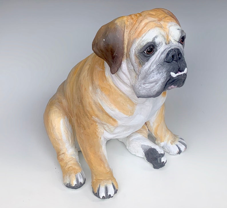 English Bulldog, Pet Memorial, Pet Portrait, Dog Portrait, Dog Art, Gifts for Dog Lovers, Clay Sculpture, Dog Memorial, Dog Sculpture, image 2