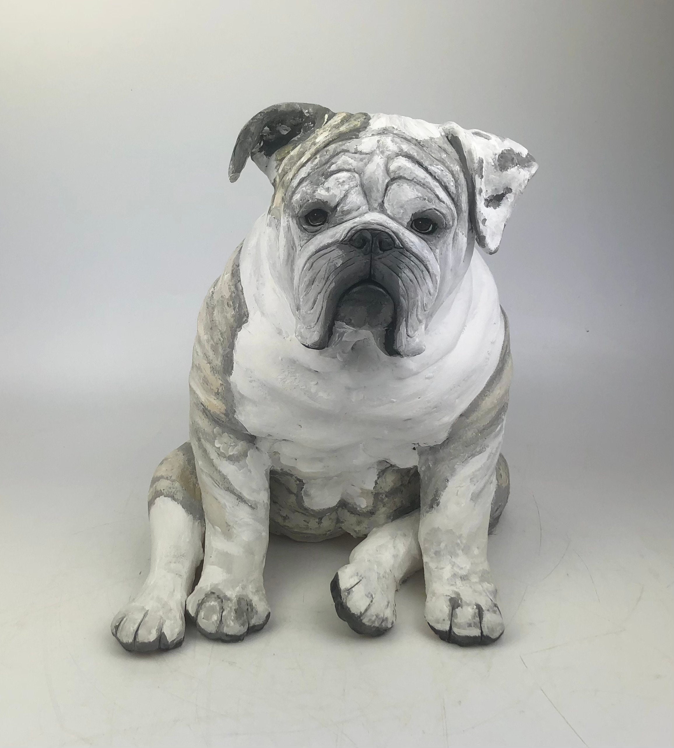 Deko Figur Französische Bulldogge 24 cm Mops Luxus Statue Skulptur Samt  Hund NEU