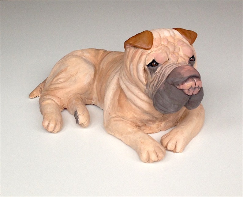 Pet Memorial, Shar pei Statue, Dog Memorial, Clay Sculpture, Pet loss Gifts, Pet Sculpture, Dog Sculpture, Pet Portrait Custom, Shar pei image 5