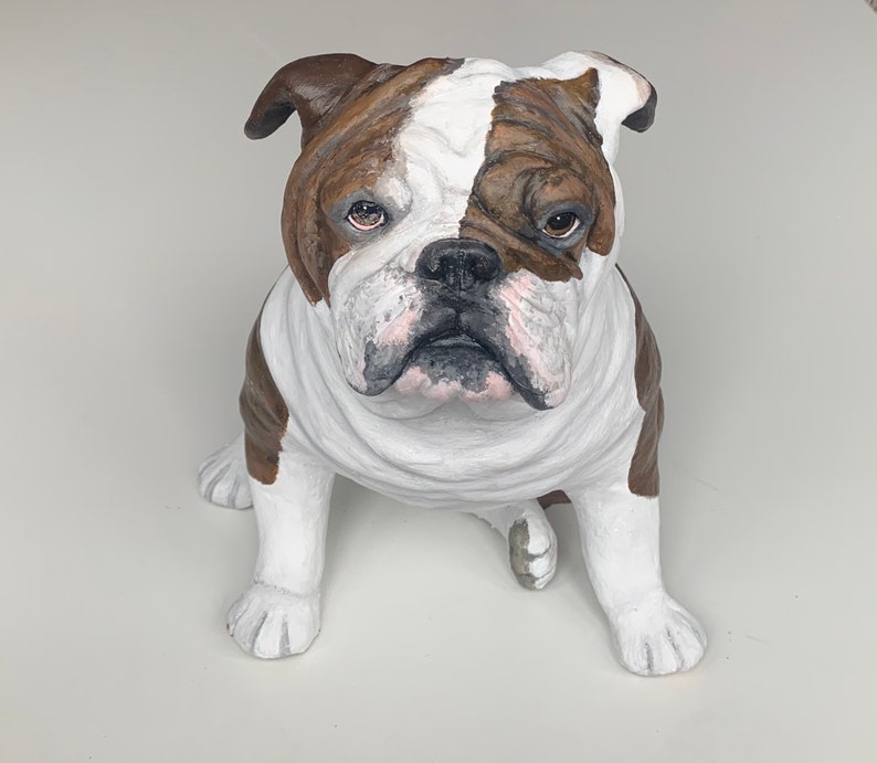 Pet Portrait Custom, Pet Memorial, Dog Urn, English Bulldog Statue, English Bulldog Art, Dog Portrait, Gifts for Dog Lovers, Clay Sculpture, image 3