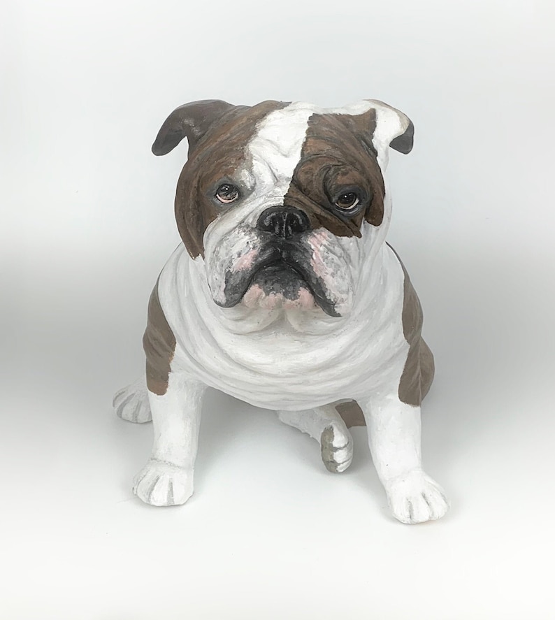 Pet Portrait Custom, Pet Memorial, Dog Urn, English Bulldog Statue, English Bulldog Art, Dog Portrait, Gifts for Dog Lovers, Clay Sculpture, image 1