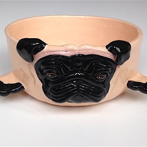 Personalized Dog Bowl, Pug Ceramic Dog Bowl, Personalised Dog Bowl, Gifts for Dog Lovers, Dog Feeder, Custom Dog Bowl, Dog bowl, Large bowl image 2