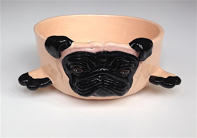 Personalized Dog Bowl, Pug Ceramic Dog Bowl, Personalised Dog Bowl, Gifts for Dog Lovers, Dog Feeder, Custom Dog Bowl, Dog bowl, Large bowl image 2