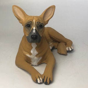 Pet Memorial, Clay Sculpture, Pet Portrait, Dog Sculpture, Dog Memorial, Custom Dog Sculpture, Custom Pet Portrait, Pet Sculpture with Toy