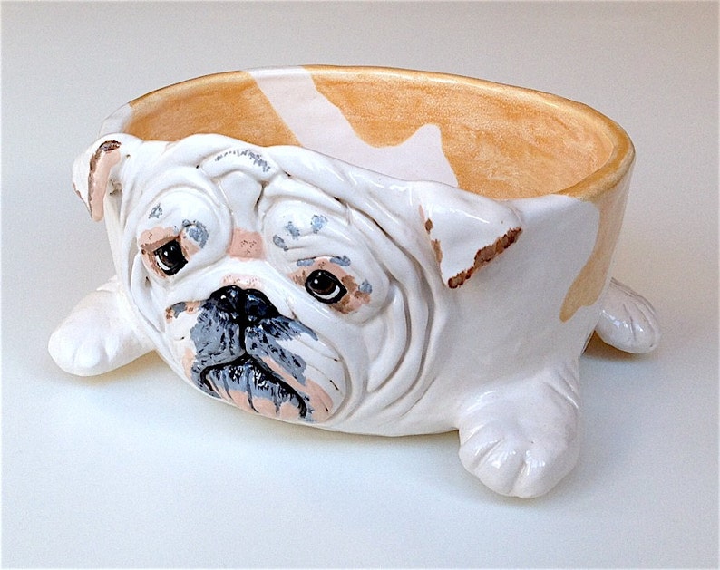 English Bulldog Ceramic Dog Bowl, Personalized Dog Bowl, Personalised Dog Bowl, Gifts for Dog Lovers, Pet Gift, Custom Dog Bowl, Large image 3