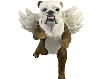 Urna conmemorativa personalizada para bulldog inglés: escultura de arcilla de perro