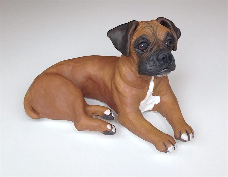 Boxer Dog Statue Clay Sculpture Boxer Dog Art Pet Memorial | Etsy