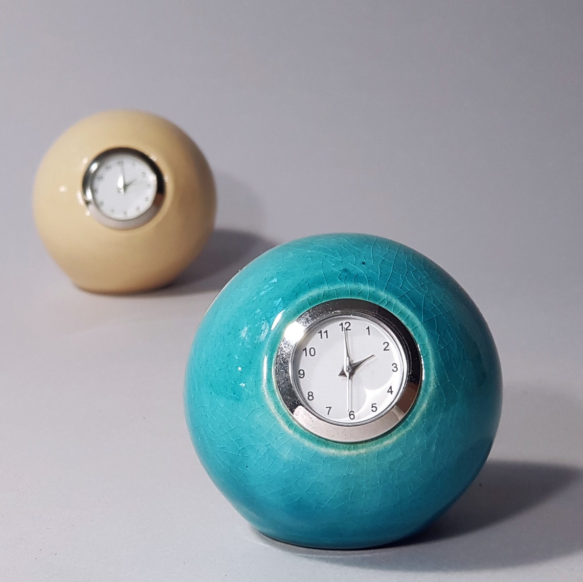 Turquoise Desk Clock Small Table Clock Desk Accessories Etsy