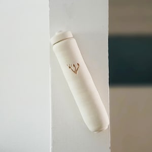 Mezuzah with scroll (optional), Jewish wedding gift, White Ceramic Mezuzah case, Large outdoor Mezuzah 15 cm.