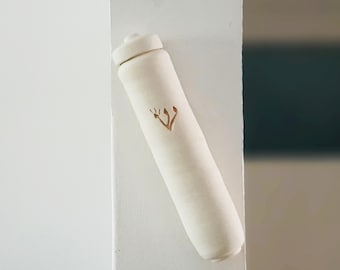 Mezuzah, with no scroll, Jewish wedding gift, White Ceramic Mezuzah case, Large outdoor Mezuzah 15 cm.