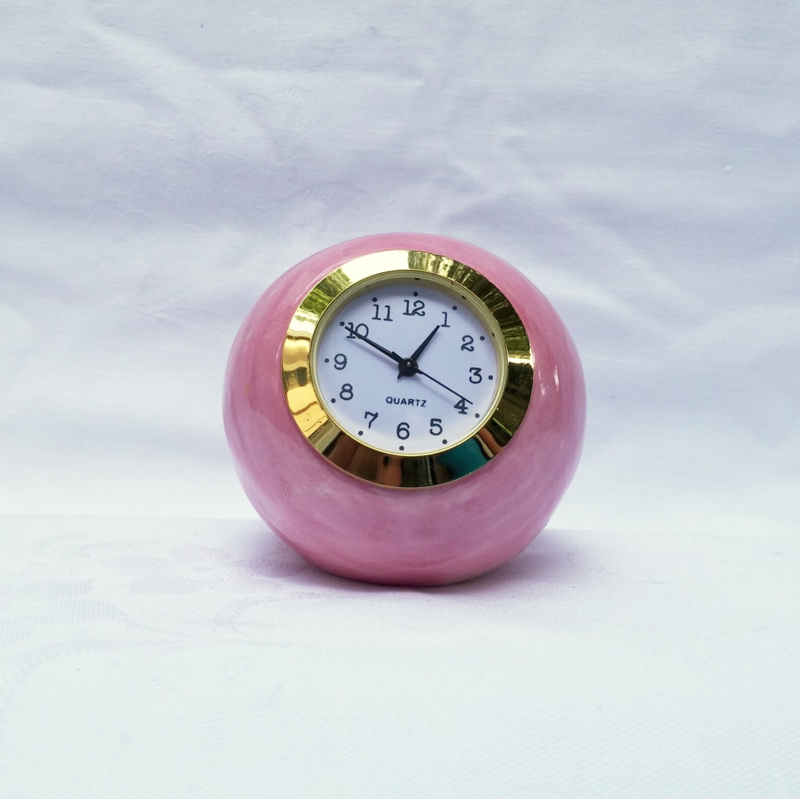 Small desk clock ball shaped pink ceramic table clock pink etsy denmark