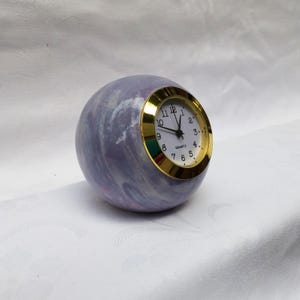 Small Desk clock Ball shaped purple ceramic desk clock, Purple ceramic clock Shelf clock, Vintage Retro style Clock, Ball clock, Table clock