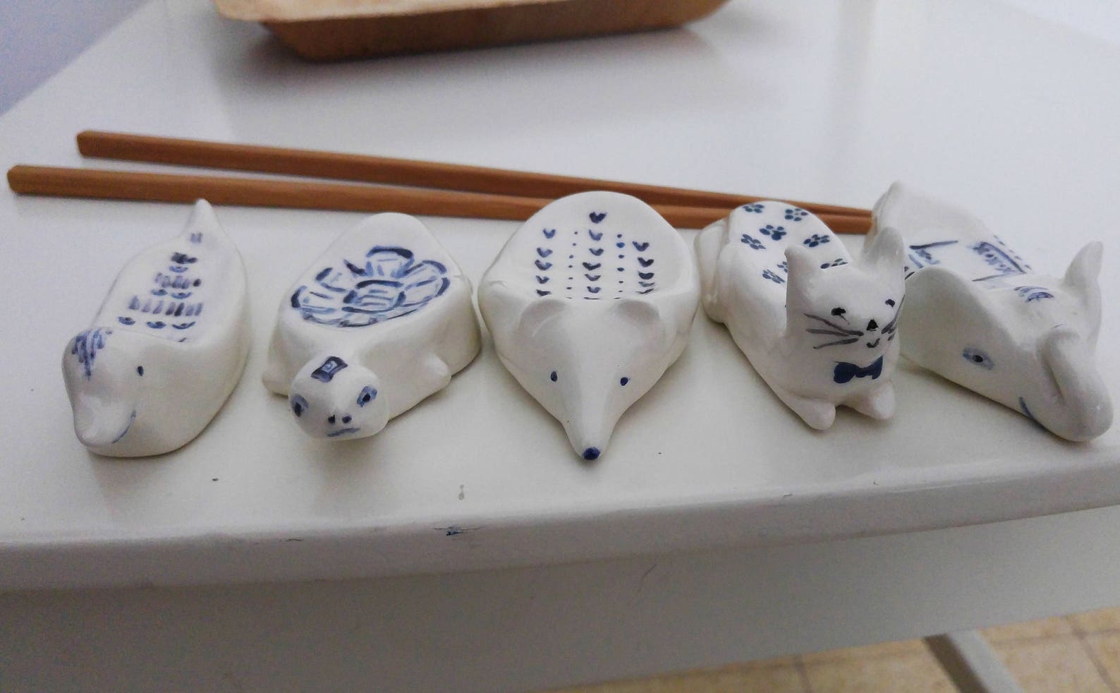 Ceramic Chopstick Rest Set Knife Rest White Ceramic Teaspoon Etsy