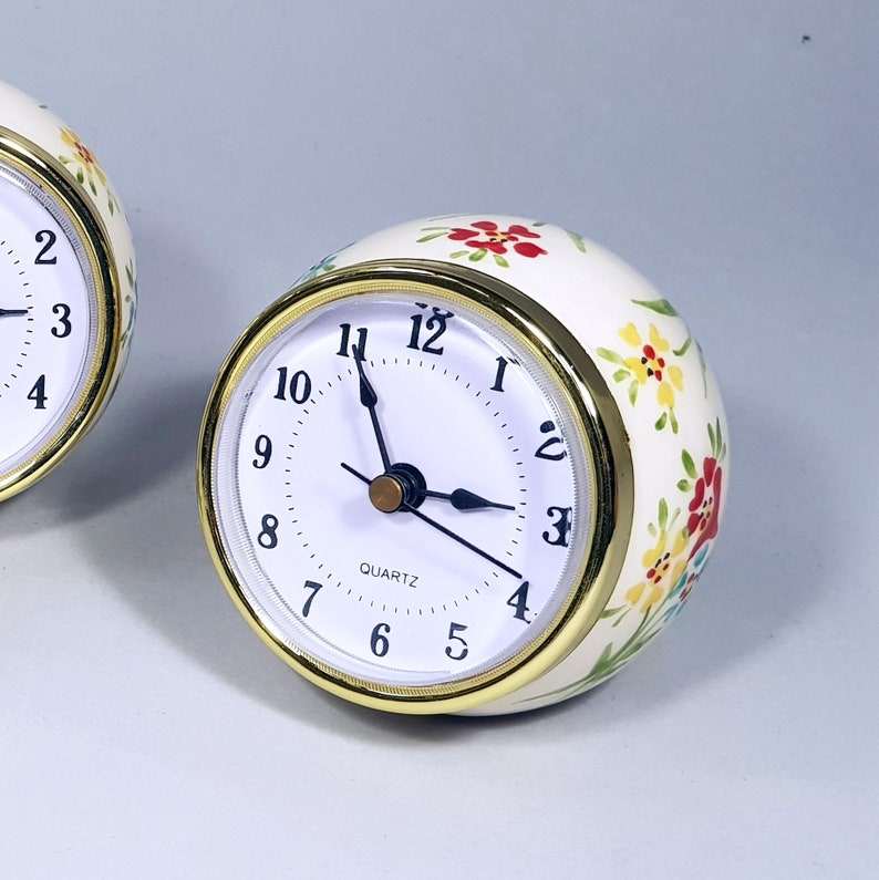Small Desk Clock in a Ceramic Floral Ball Custom Table Clock Etsy