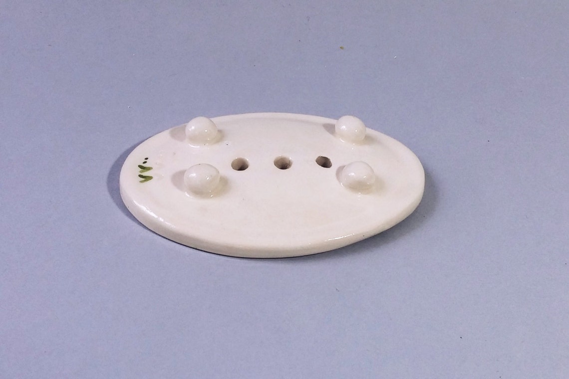 White Ceramic Soap Dish Oval Soap Holder Sponge Holder Etsy