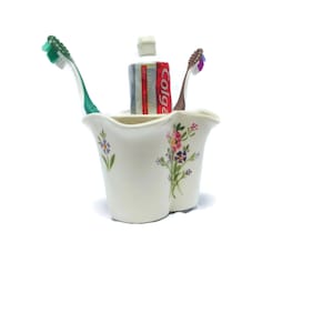 Zahnbürstenhalter, Keramik Zahnbürste nimmeren, Keramik Zahnpasta Halter, Badezimmer-Set, Bad-Zubehör, weiße Keramik Badezimmer Set rosa