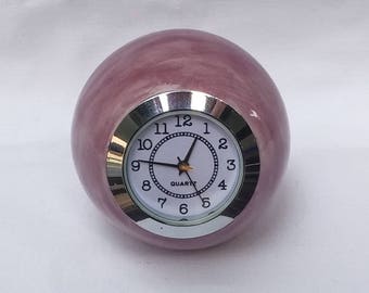 Small Desk clock, Ball shaped purple ceramic desk clock, light purple ceramic clock Shelf clock, Vintage Retro style Ball clock, Table clock