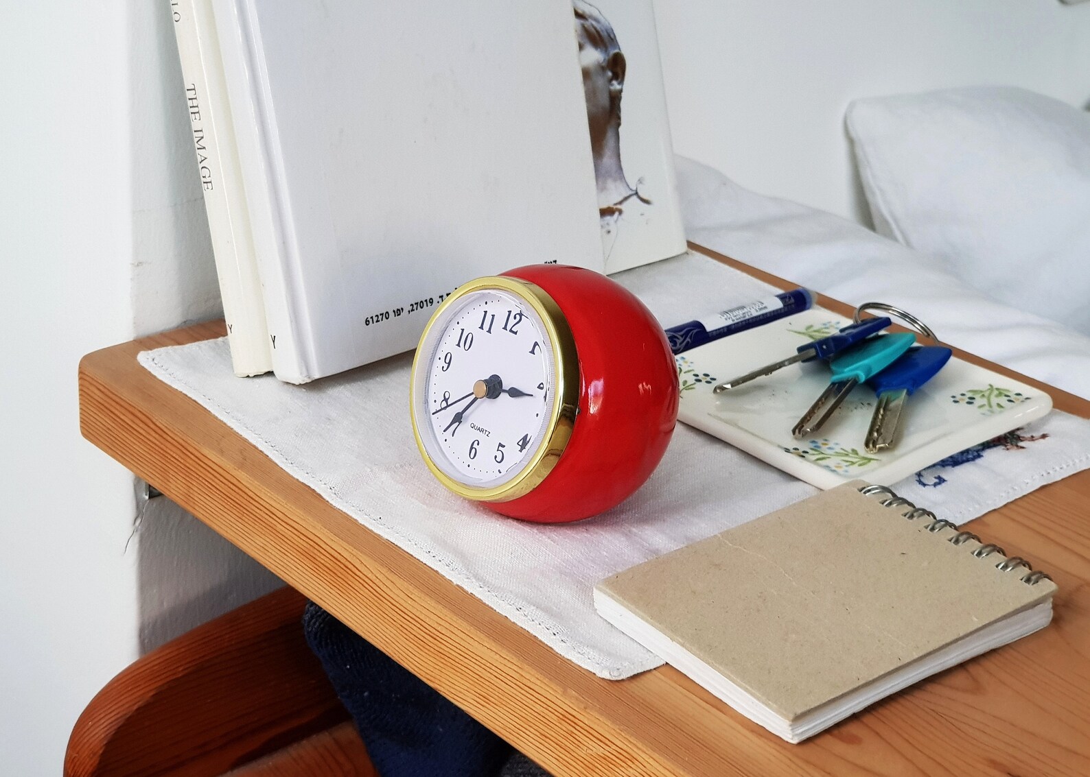 Red Desk Clock Red Desk Decor Small Desk Clock Ceramic Ball Etsy