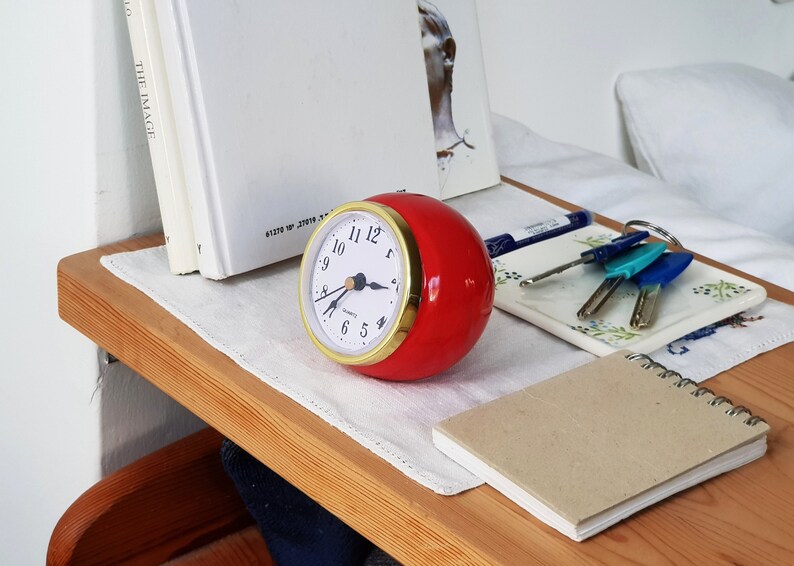 Red Desk Clock Red Desk Decor Small Desk Clock Ceramic Ball - Etsy