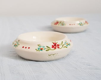 Shabbat candlesticks, bat mitzvah gift, travel candle holders, Jewish gift, white ceramic with flowers